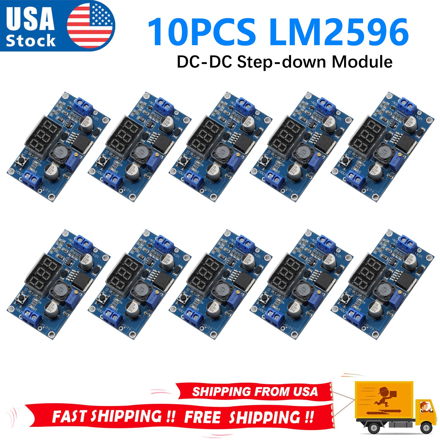 10pcs LM2596 DC Voltage Regulator Buck Converter Power Supply Step-Down Module