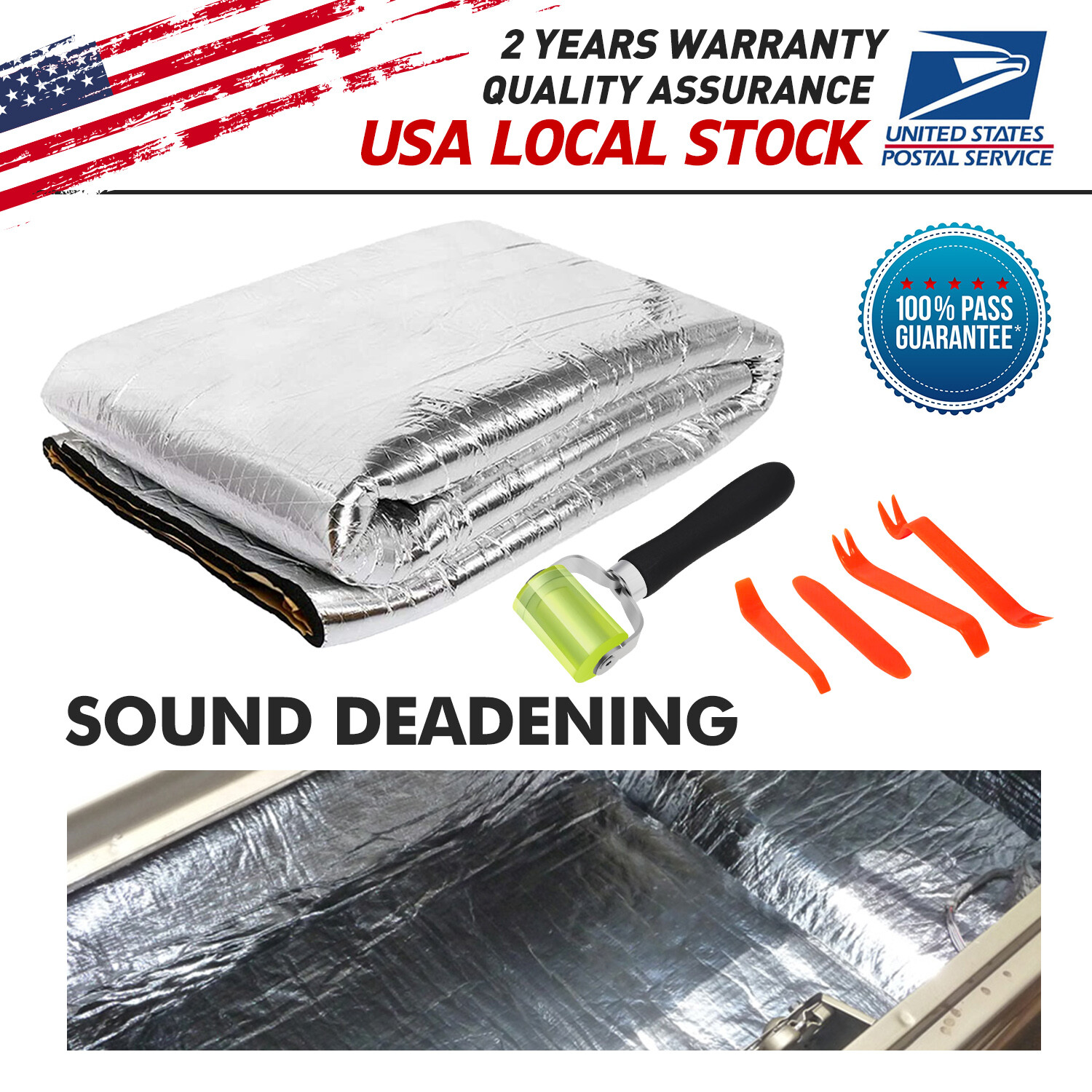 1Pcs High quality self adhesive backing Sound Deadener Insulation Mat 94"X39"