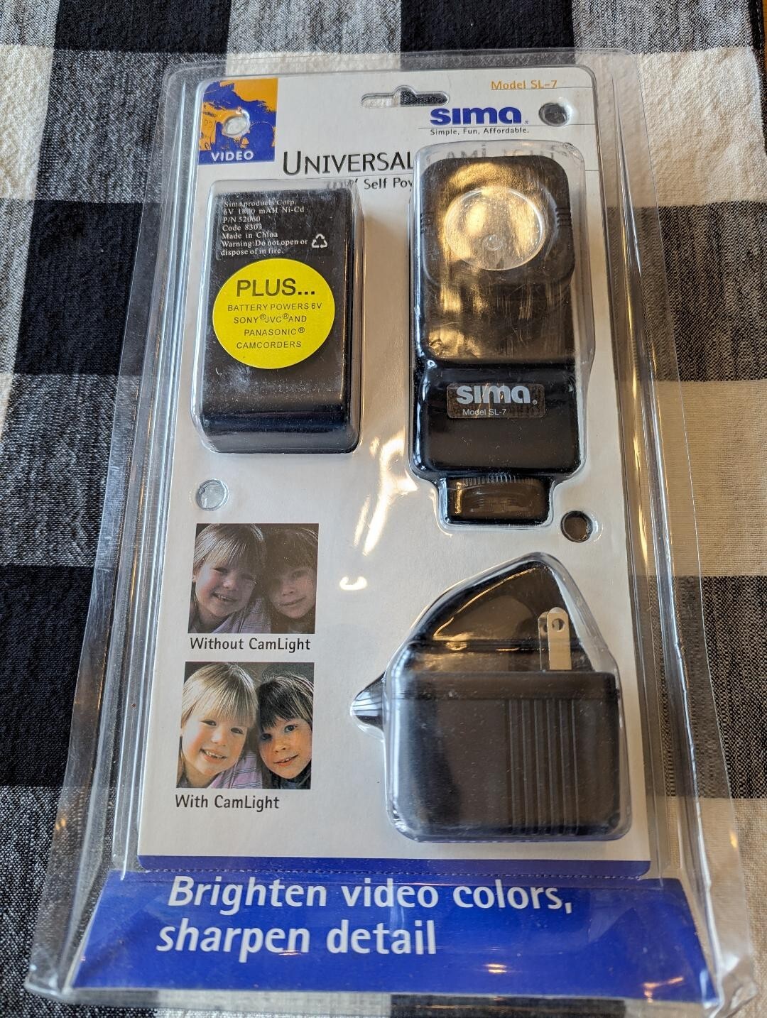 VINTAGE CAMCORDER 20 WATT LIGHT, COMPLETE Sima Model SL-7 Universal Cam-light