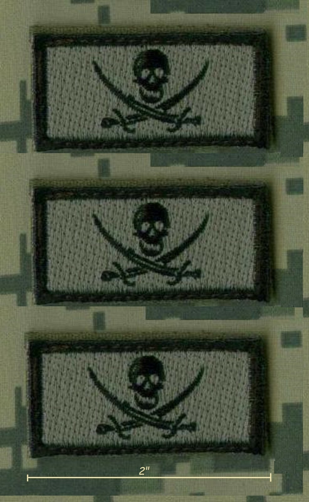 DAESH WHACKER-HUNTER GREEN BERETS SFG SAS velkrö 2" 3-TAB: Calico Jack Skull