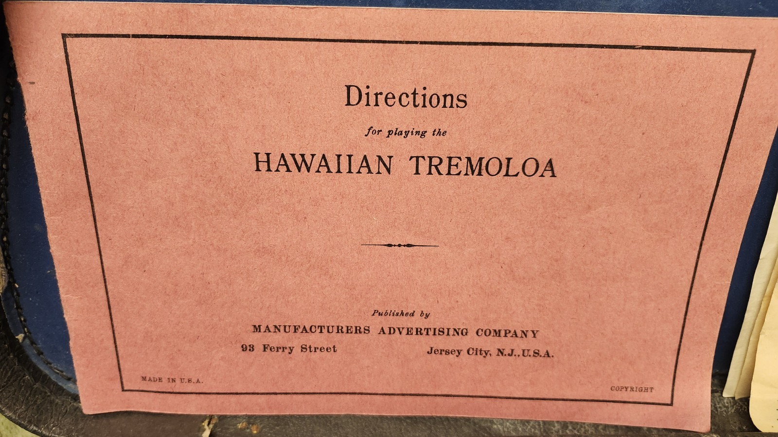 Vintage Rare 1930s Hawaiian Tremoloa Auto Harp With Case & Paperwork Made In USA