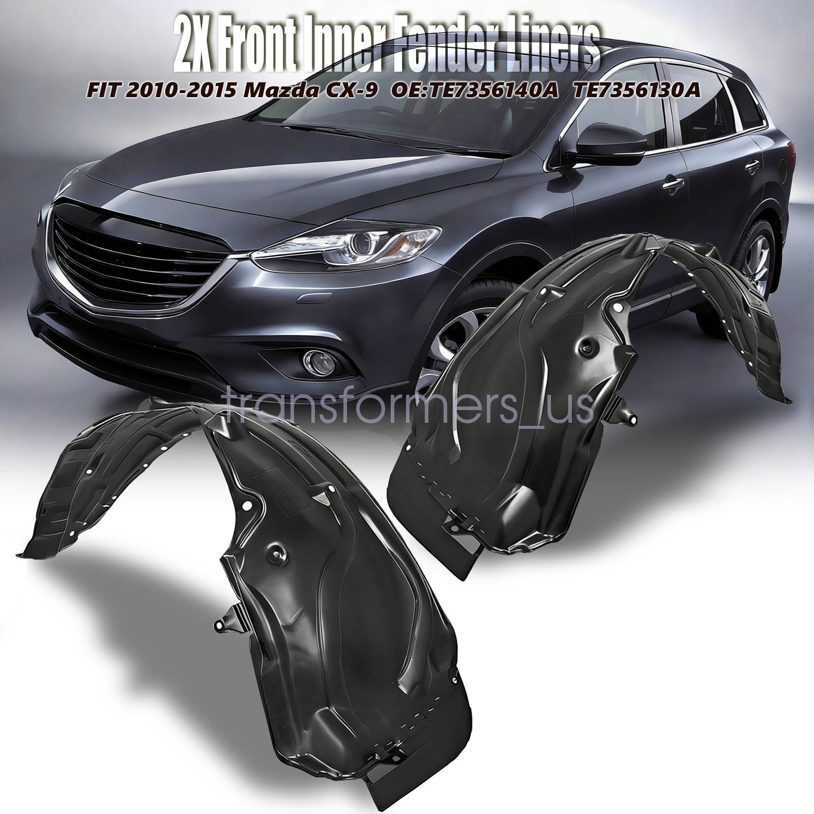 Fit 2010 2011 2012-2015 Mazda CX-9 Front Driver & Passenger Inner Fender Liners