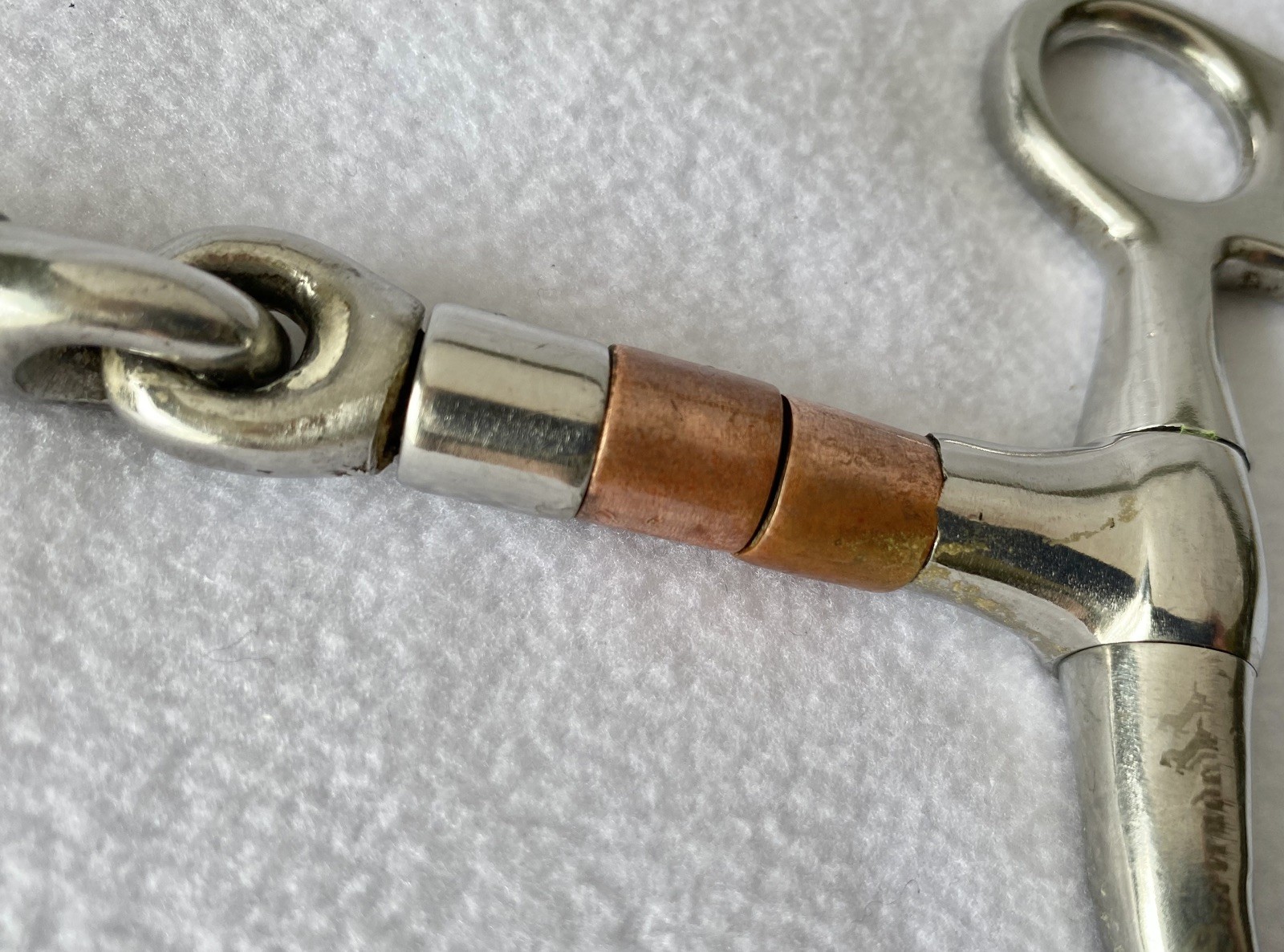 PARTRADE Medium Shank Snaffle Bit~5"Mouth~Copper & Stainless ROLLERS~Trail~Train