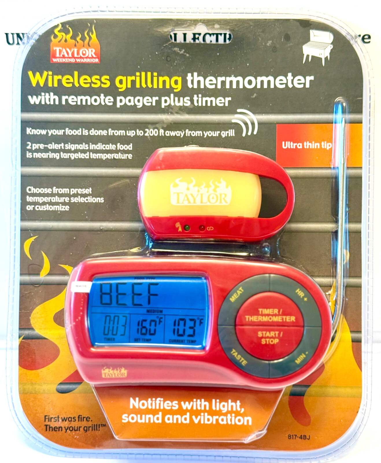 Taylor Weekend Warrior Wireless Grilling Thermometer W/Remote Pager-Timer-NEW!