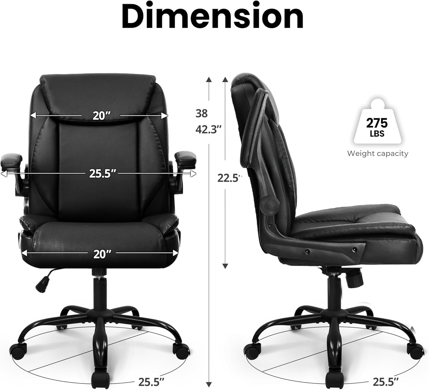 Mid-Back Office Chair with Flip-Up Armrests - Stylish and Comfortable Seating