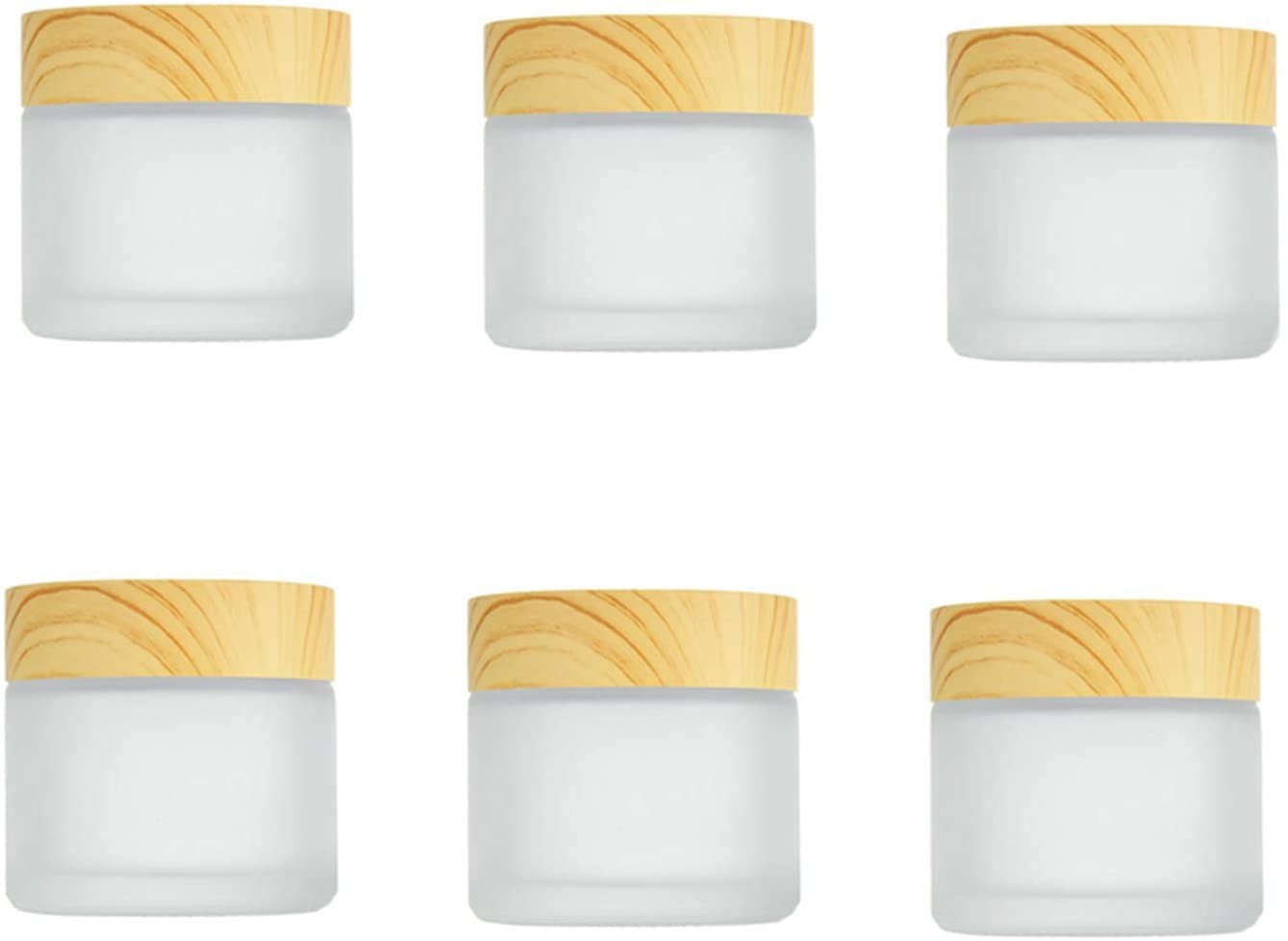 Healthcom 6 Pcs 30 Gram/30 ml Empty Jars Round Frosted Glass Cosmetic Cream J...