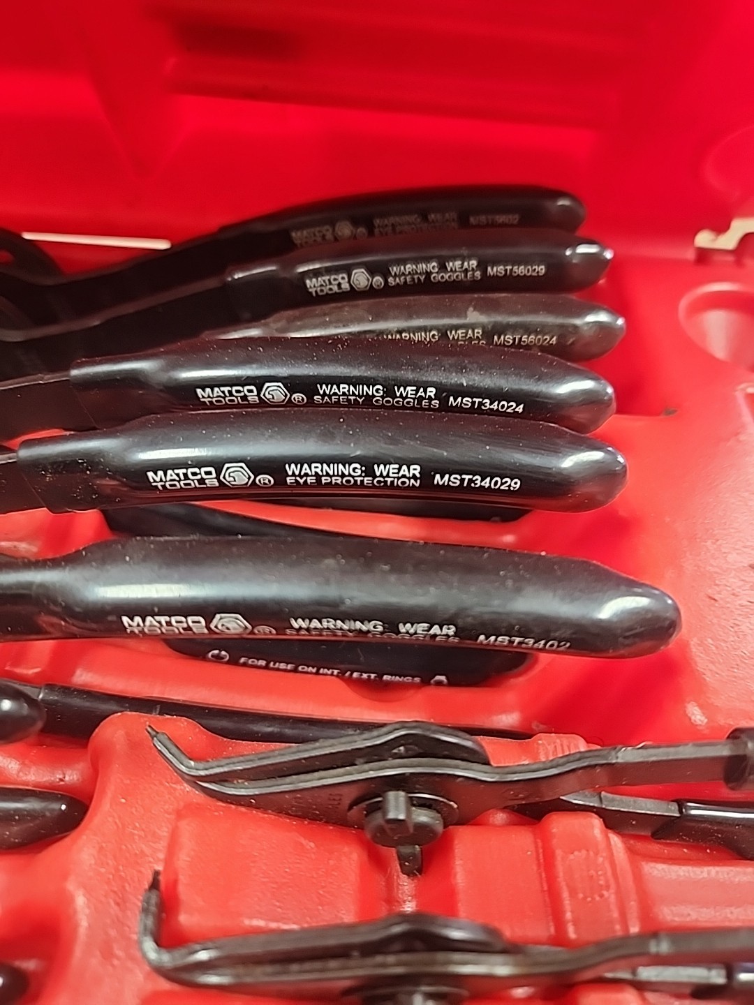 Matco MST1225 QTR Turn Retaining Ring Pliers 12 Piece Set with Case COMPLETE EUC