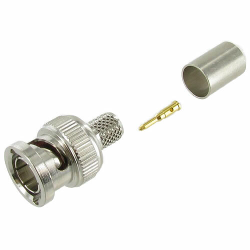 BNC Male 75oHm 3-Piece Design Crimp-On Coax Connector for RG-59 Coax Cable
