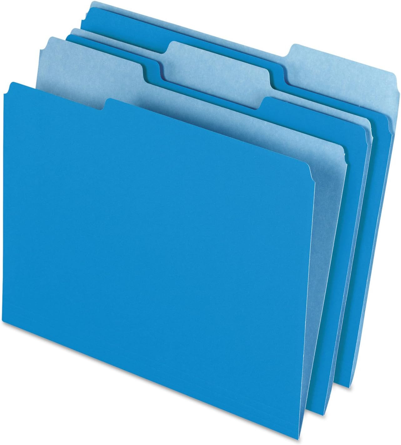Two-Tone Color File Folders, Letter Size, Blue, 1/3 Cut, 100 per Box (152 1/3...