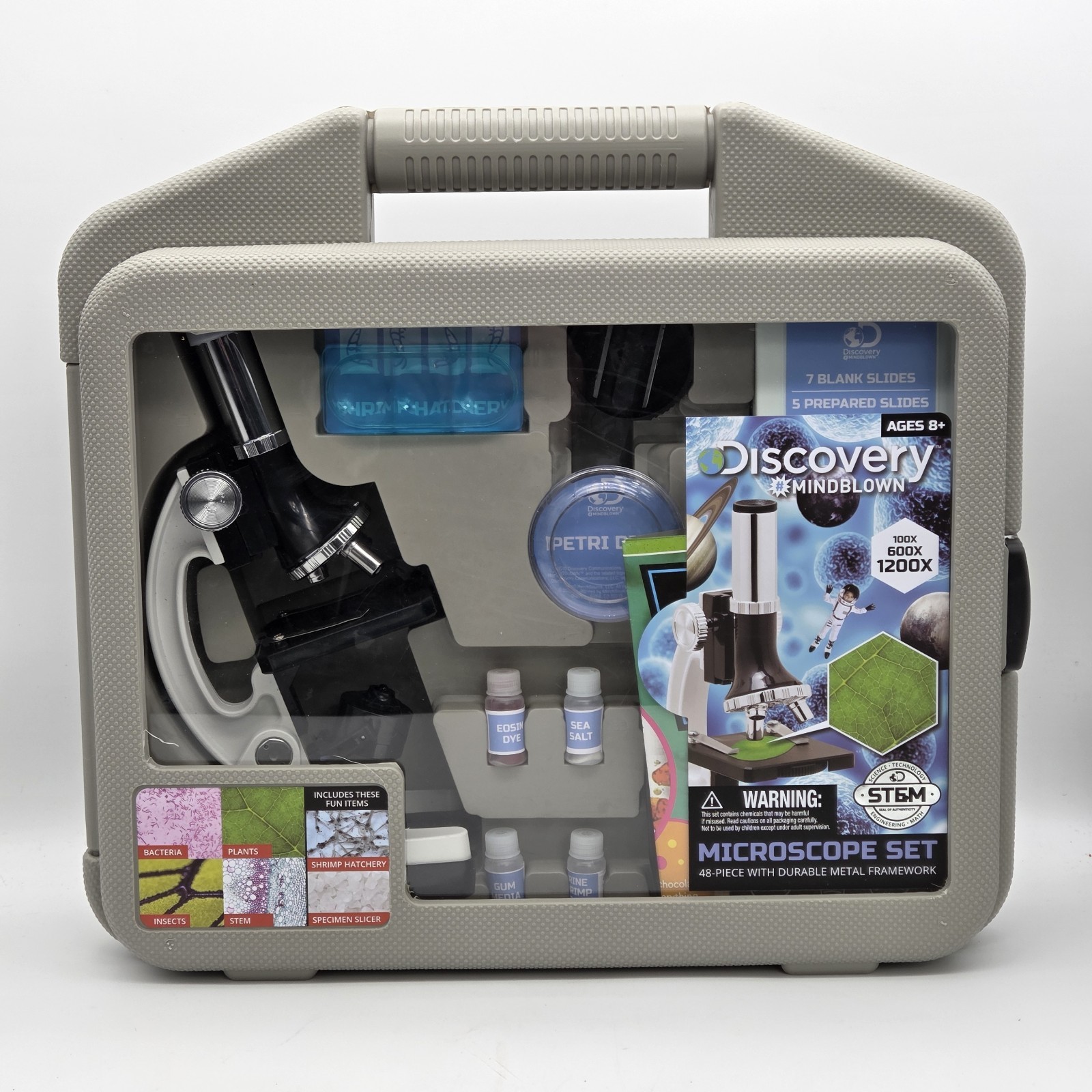 Discovery #Mindblown Microscope Set 48-Piece with Durable Metal Framework Case