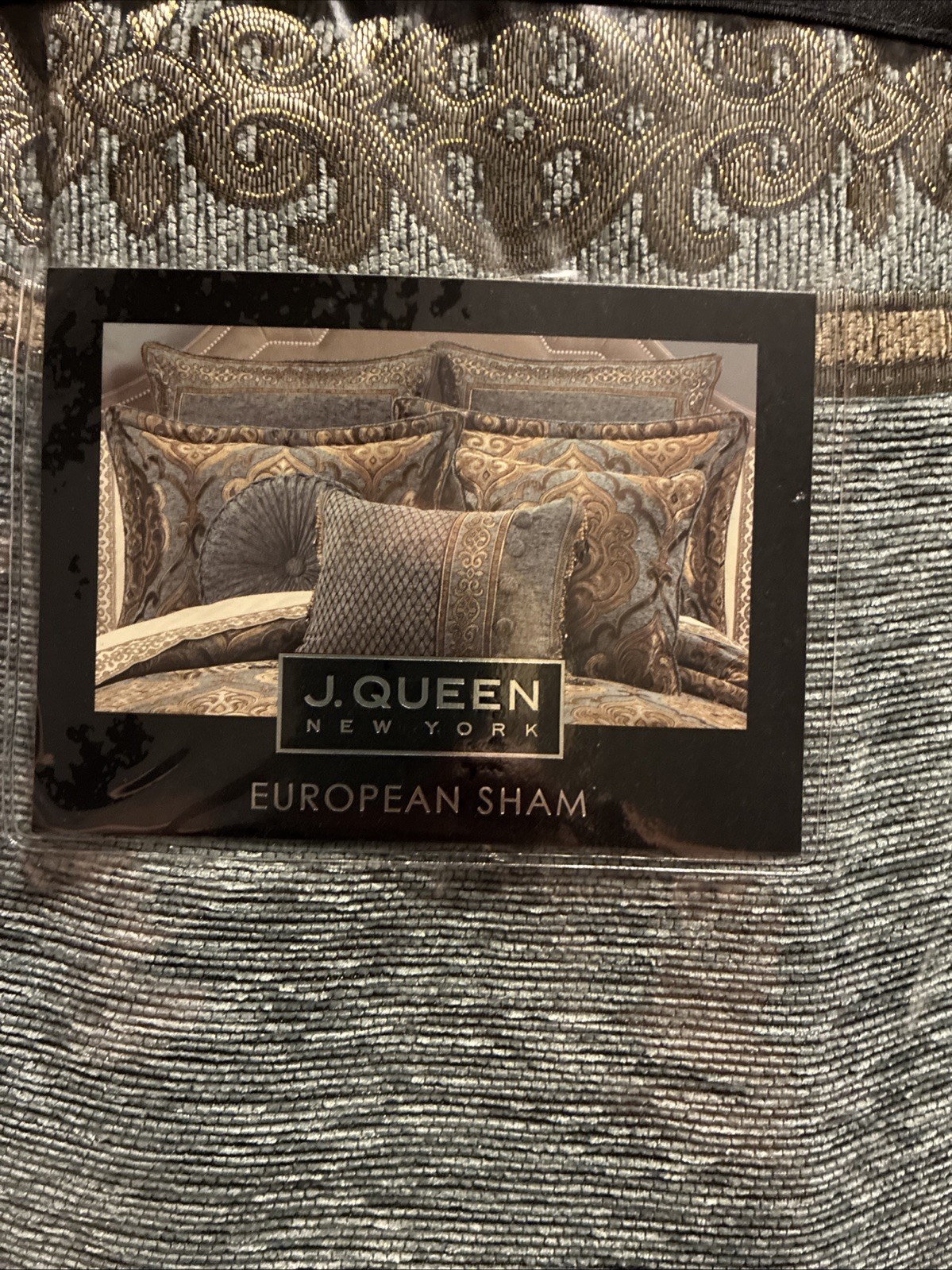 J. Queen New York Kensington Chenille Framed Reversible Euro Sham Spa Green (2)