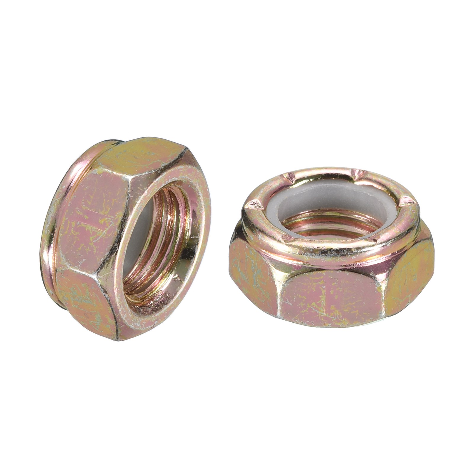 10Pcs 7/16"-20 Nylon Insert Hex Lock Nuts, Carbon Steel, Color Zinc&White