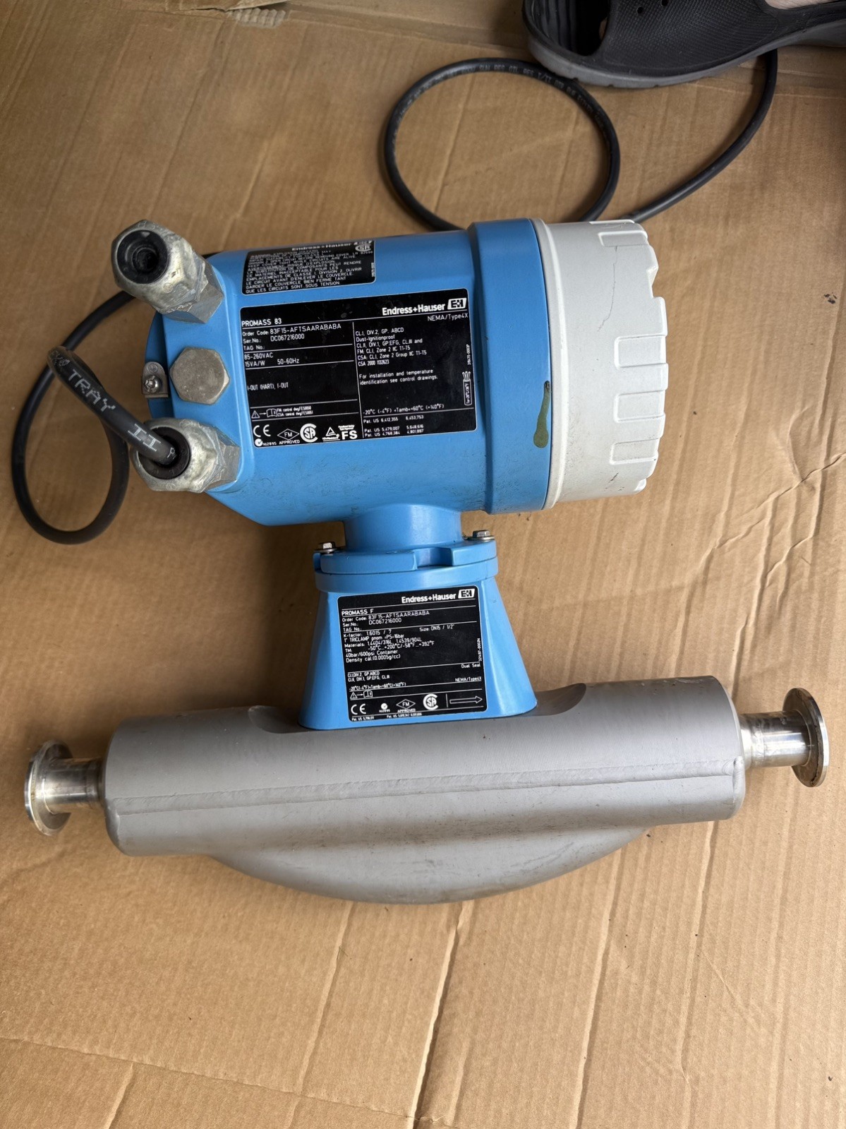 Endress Hauser Promass F 83F15-AFTSAARABABA Flow Meter 1" triclamp ports
