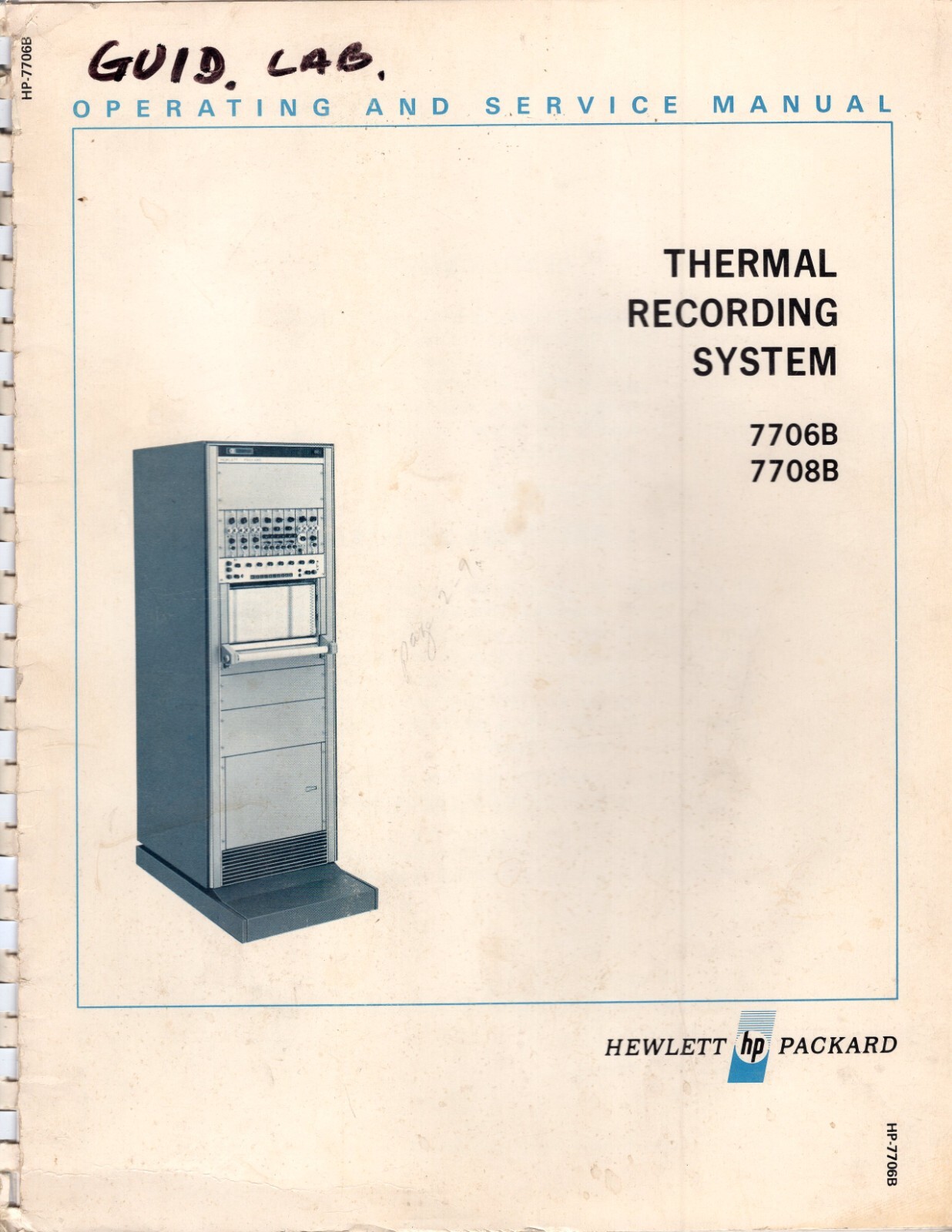 Hewlett Packard 7706B 7708B Thermal Recording System Op&Svc Manual 07706-91998