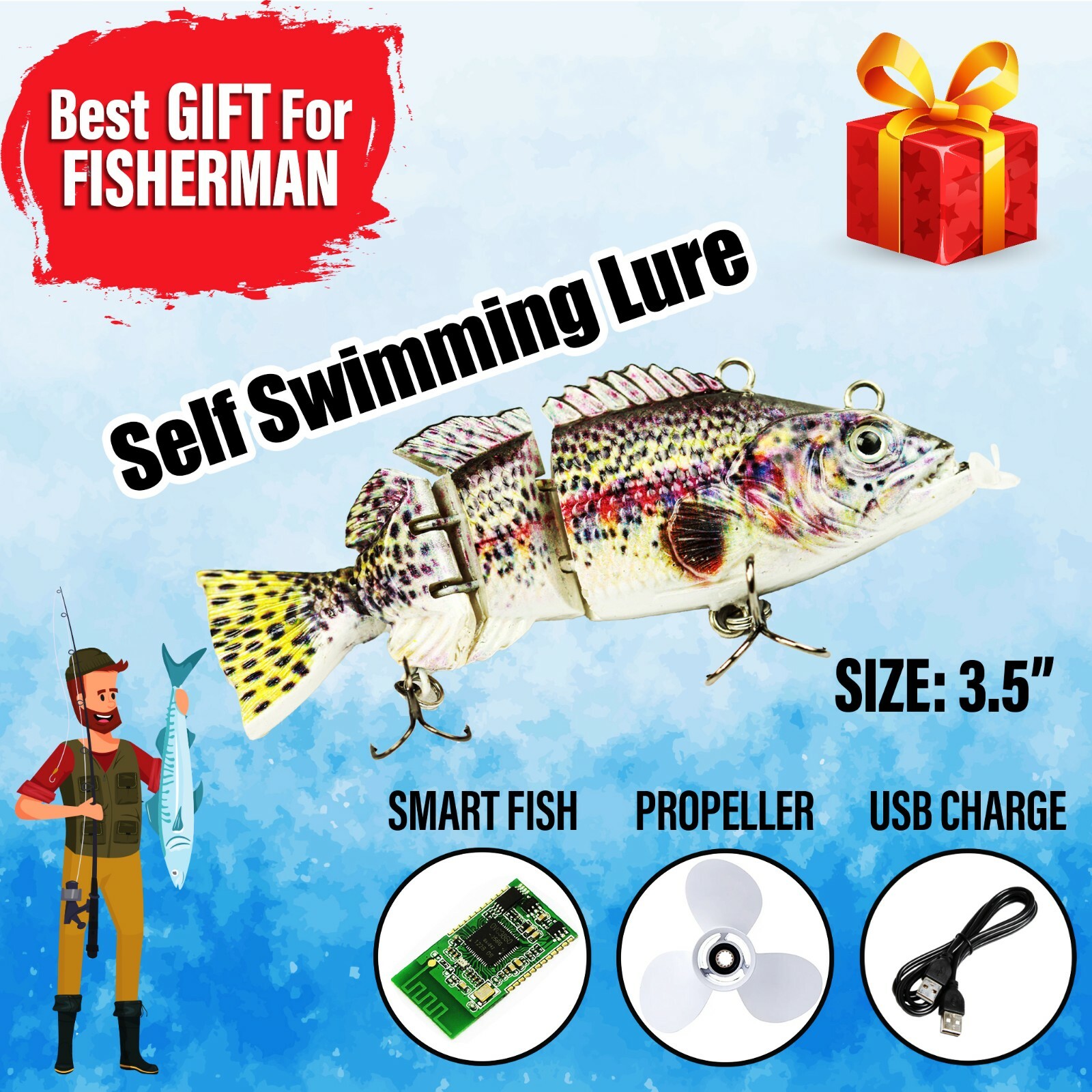 Electric Live Bait Robotic Fishing Lure Swimming Animated Swimbait Bass Wobbler