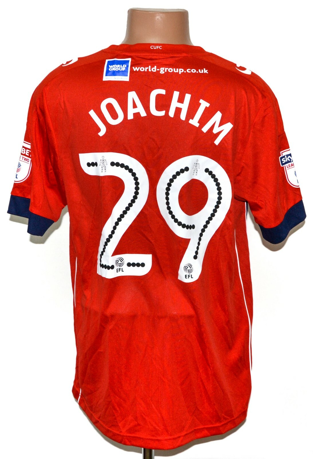 MATCH WORN ISSUE CARLISLE UNITED 2016 AWAY FOOTBALL SHIRT JOACHIM 29 SIZE M
