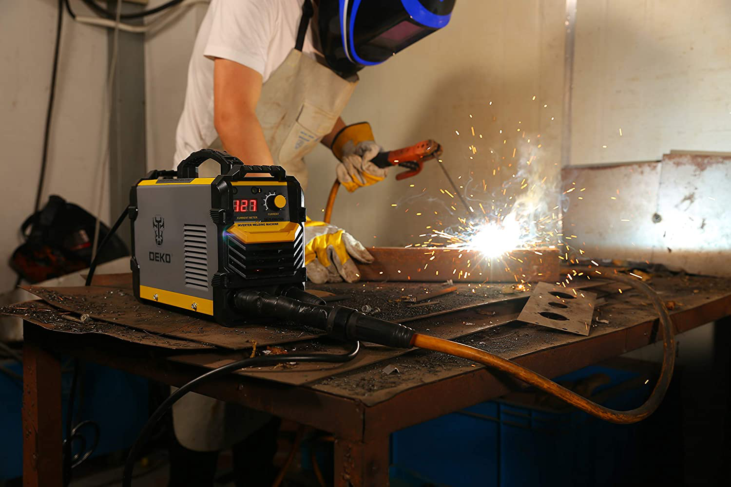 160A ARC Welder Machine IGBT Digital Display Electrode Holder Work Clamp Input