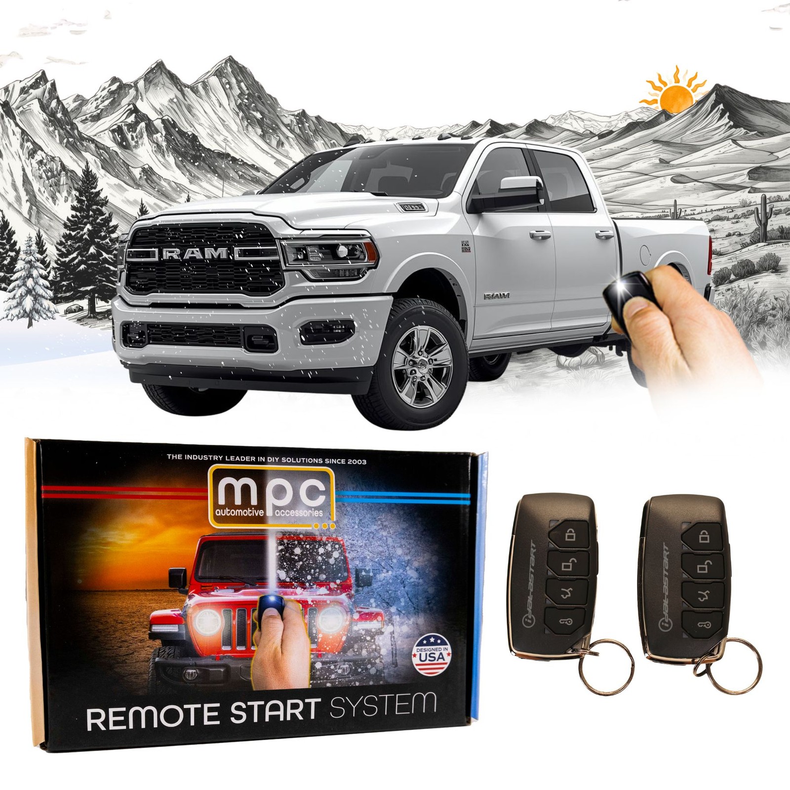 4-Button 2-Way Remote Starter For 2019-2024 RAM 2500 - Plugin - Push-to-Start