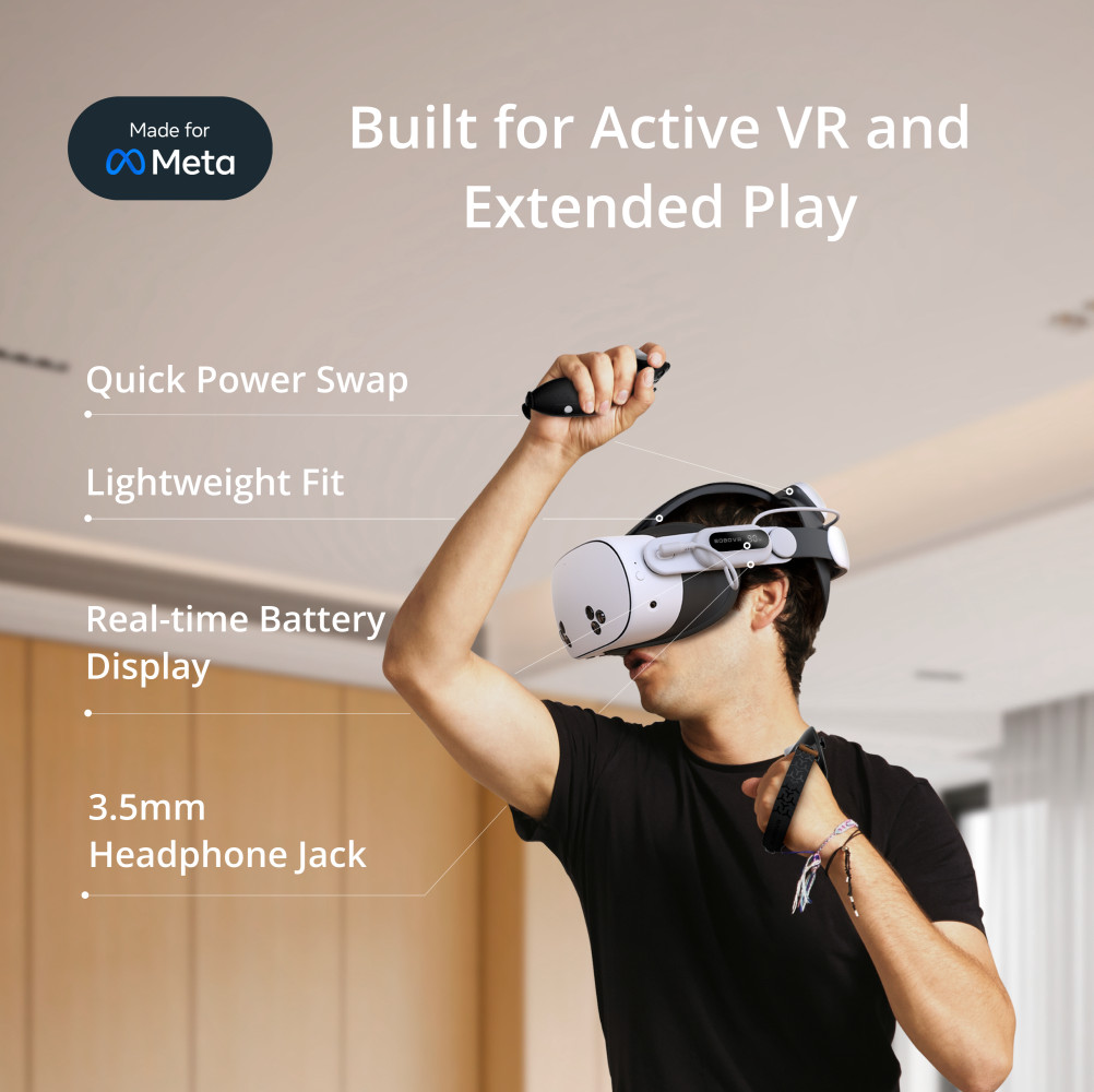 BOBOVR E3Pro Battery Strap Compatible with Meta Quest 3 and 3S Extended Playtime