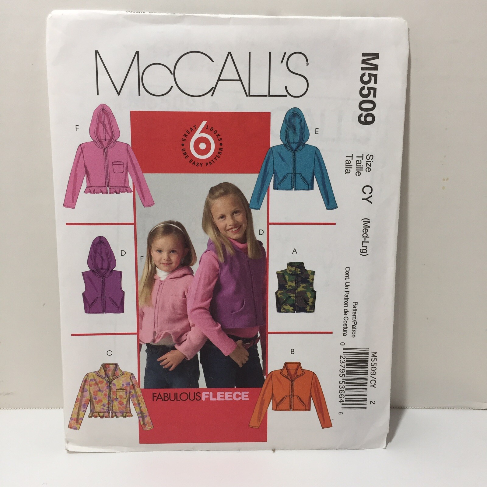 McCall's 5509 Size Med Lrg Girls' Vests Jackets
