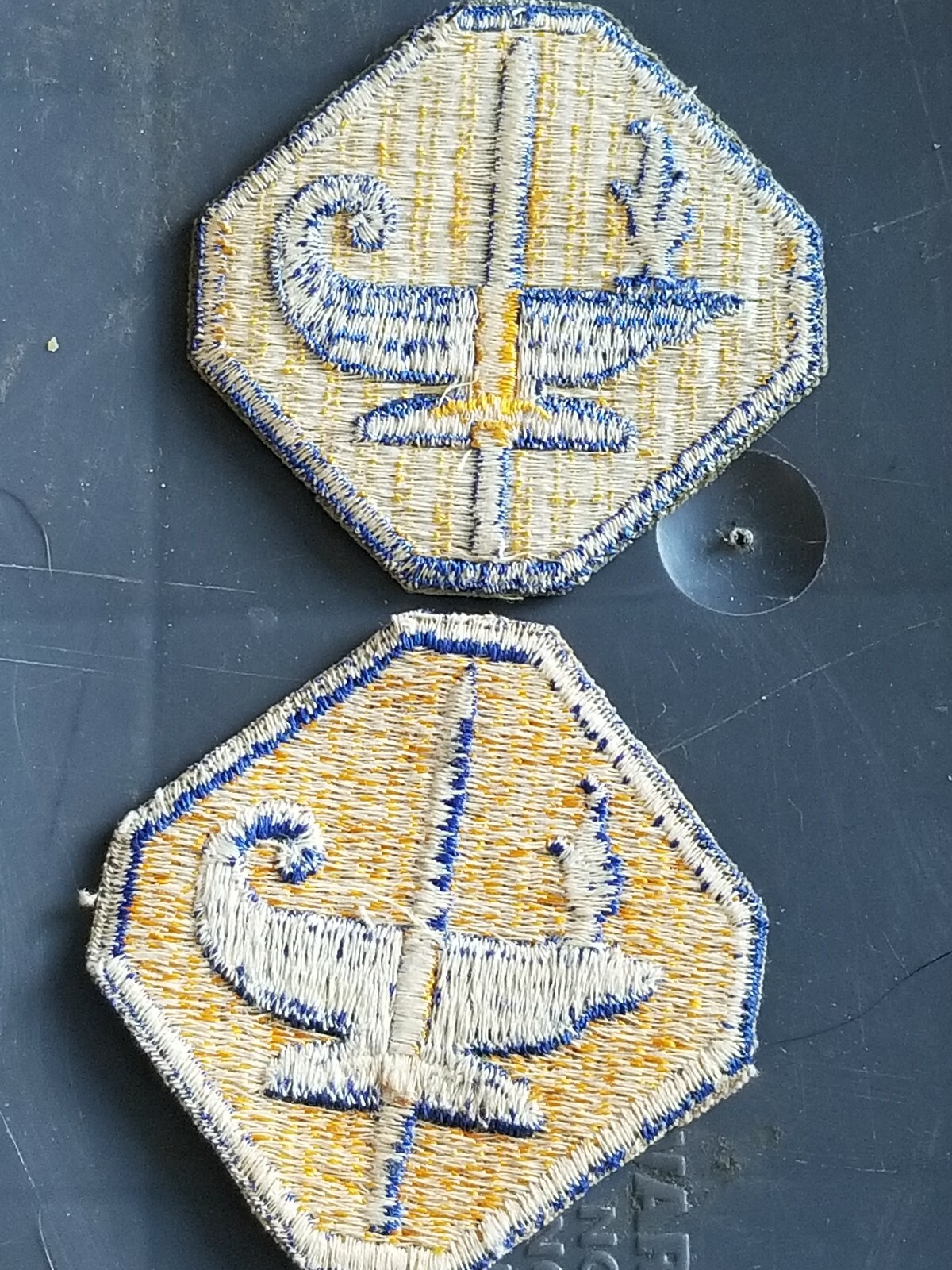 WWII US Army ATSP NICE Cornrow Weave Variation Cut Edge Shoulder Patch Set x2