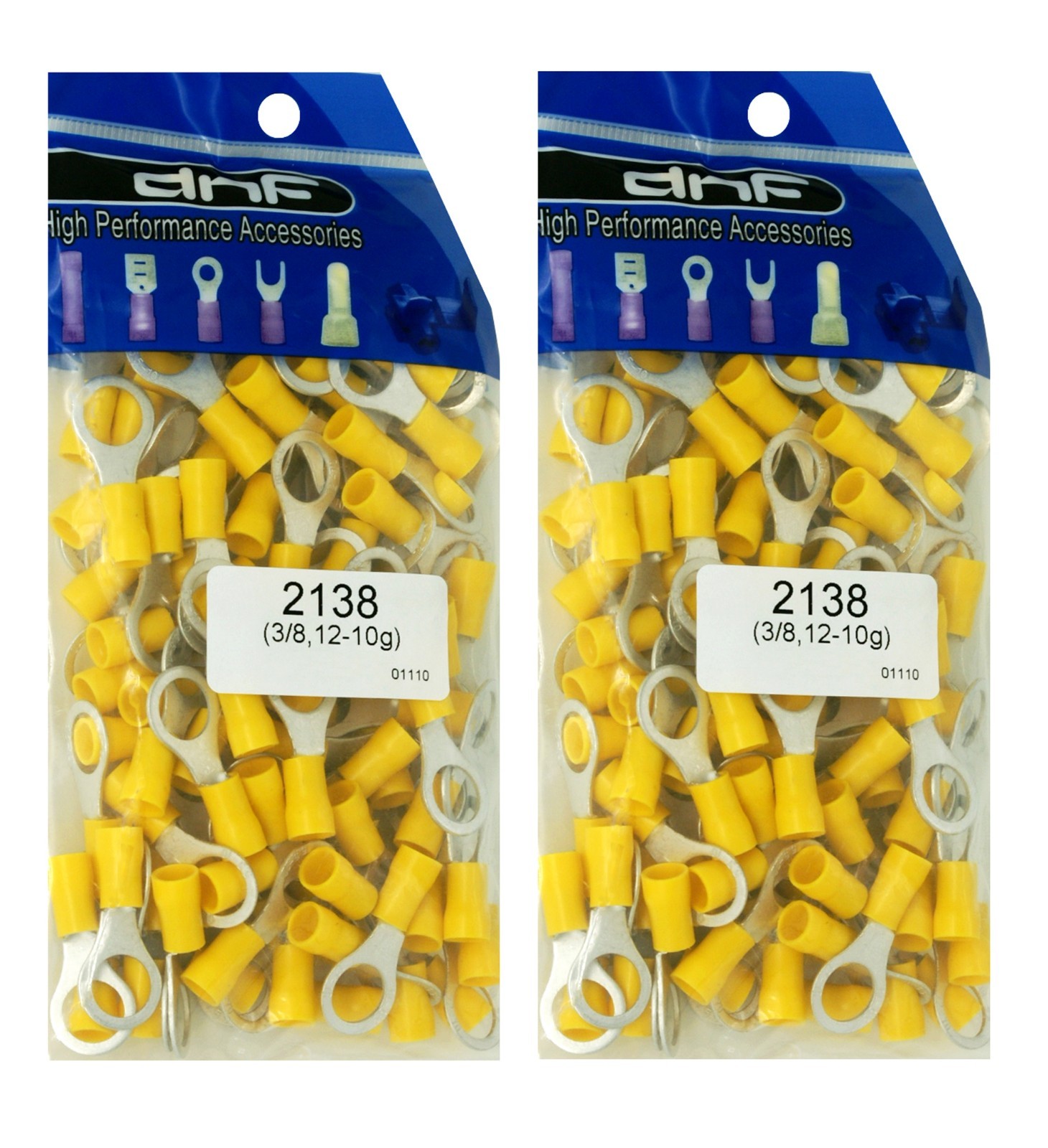 (200 PCS) 12-10 AWG VINYL YELLOW RING TERMINALS 3/8" ELECTRICAL WIRE CONNECTORS