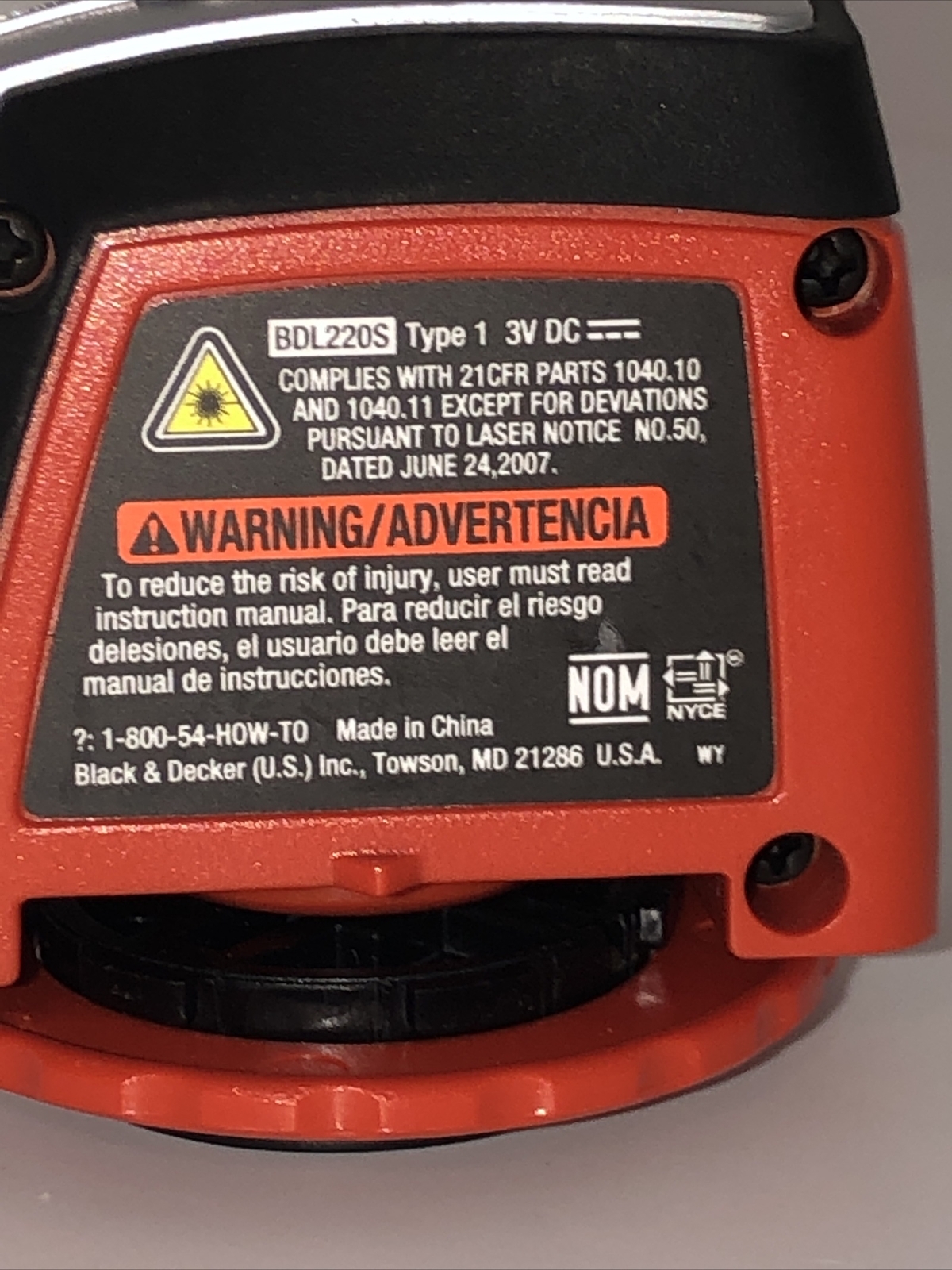 Black and Decker Laser Level Model BDL220S Type 1 Bubble Vials Backlights New