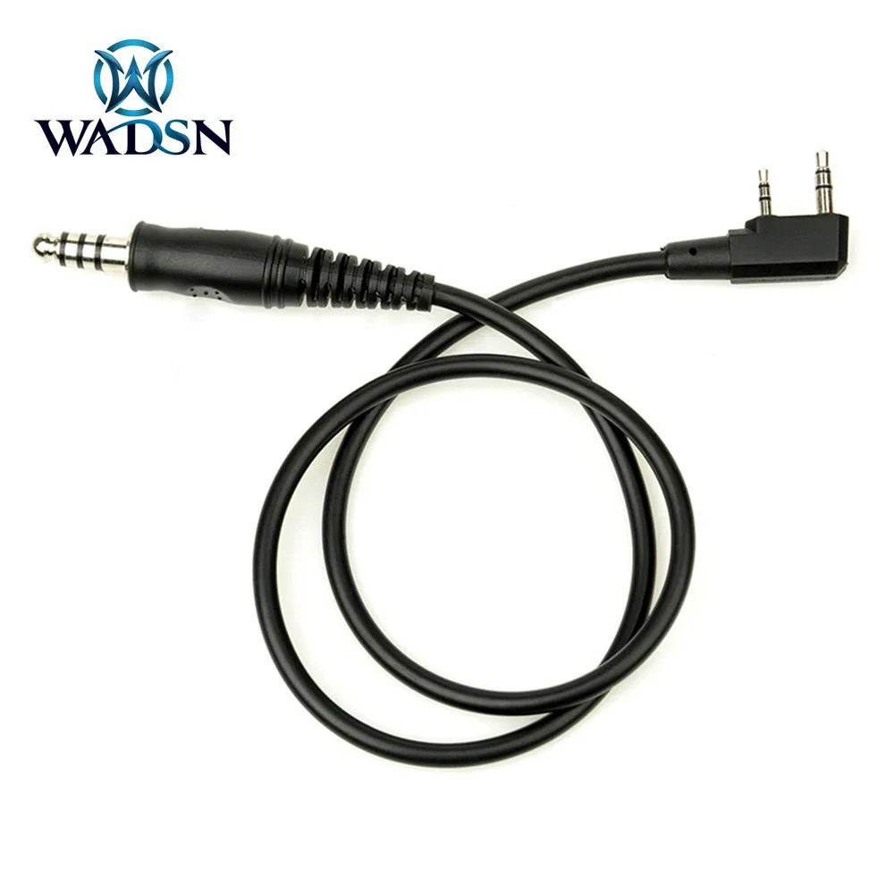 WADSN Tactical PTT To Walkie Talkie Plug Connect Wire 7MM PTT Kenwood Plug