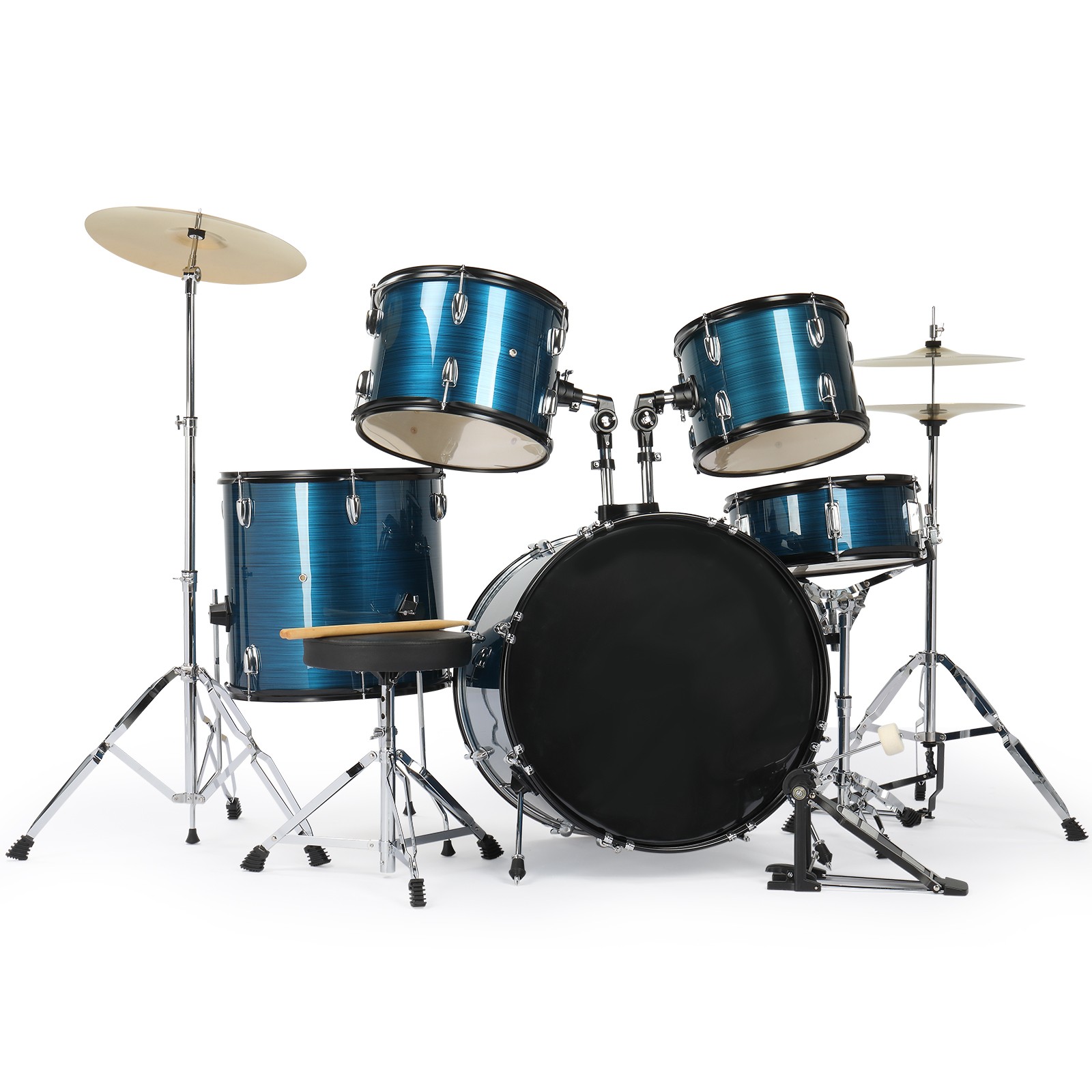 Ktaxon 22 Inch 5-Piece Complete Full Size Adult Drum Set with Remo Batter Heads