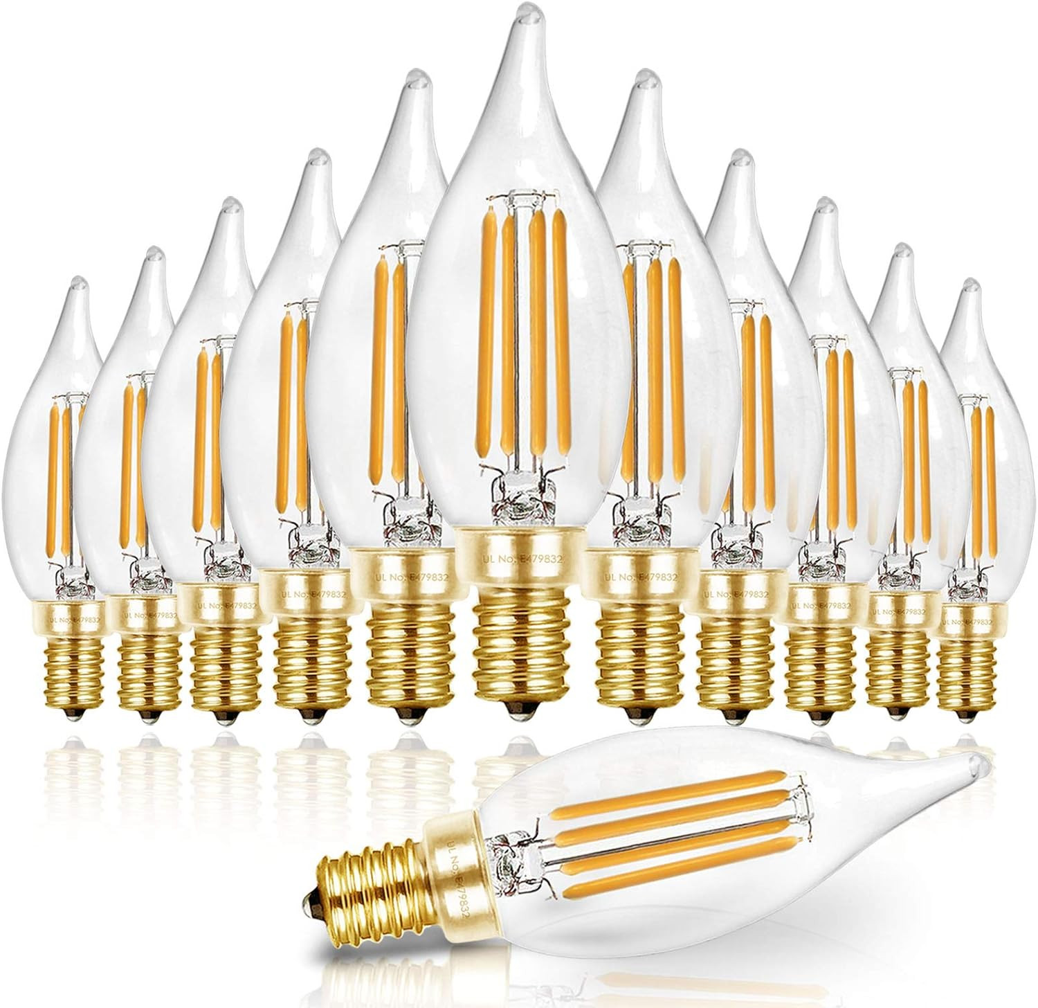 12 Pack Dimmable E12 LED Candelabra Bulb 40W 2700K Soft Warm White Chandelier