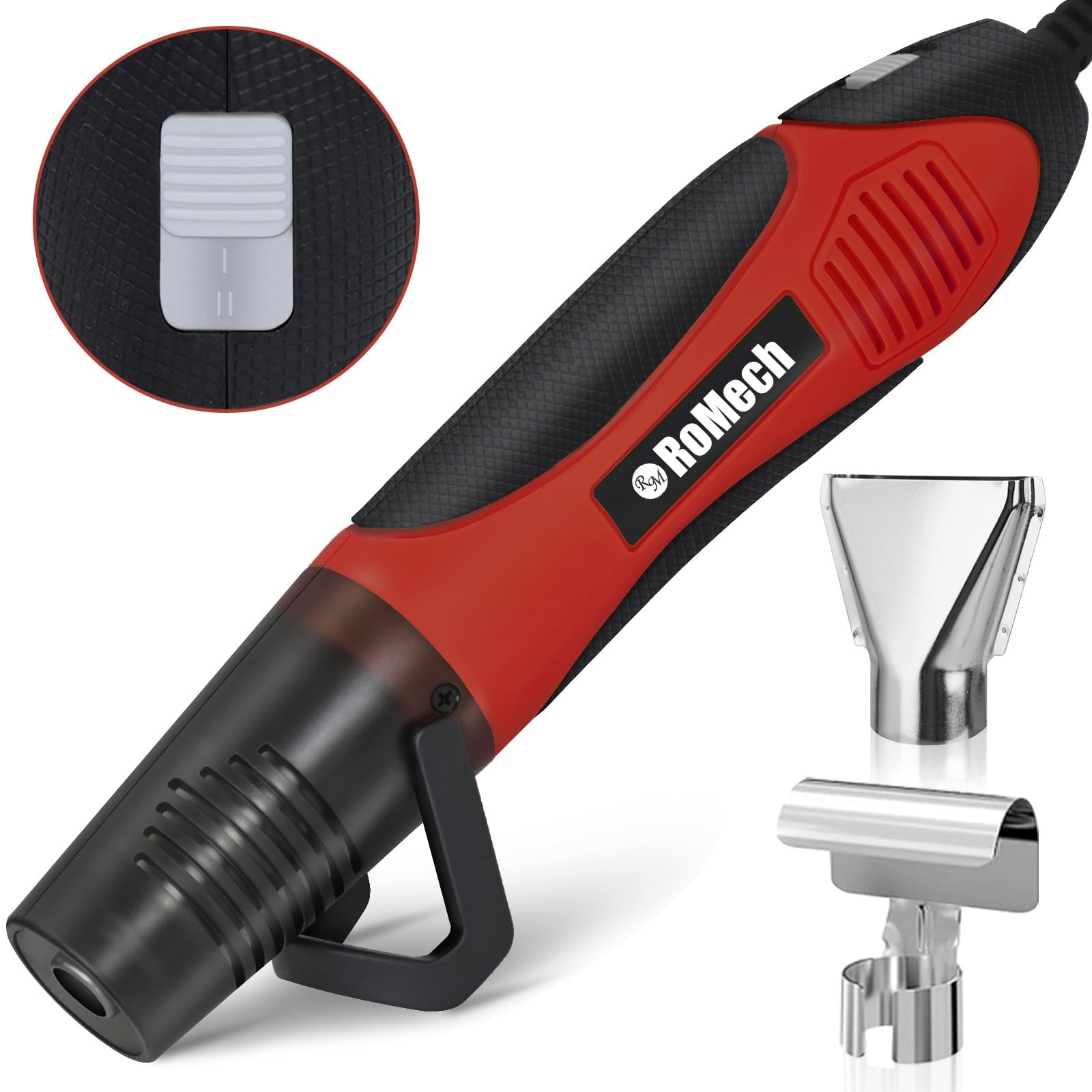ROMECH 350W Heat Gun with 2 Nozzles, Dual Temp Heat Gun 400°F-660°F, Fast Hea...