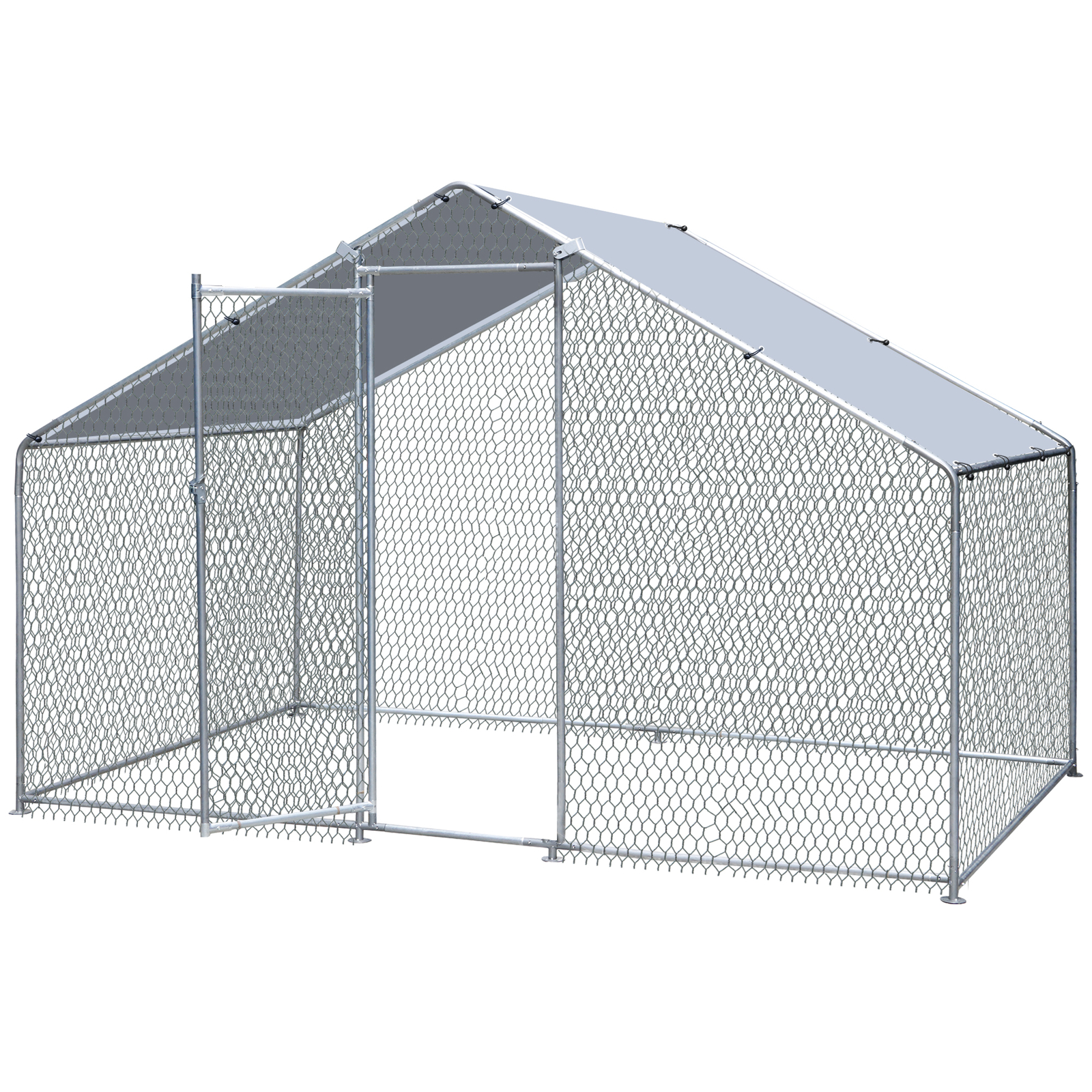 Chicken Coop Run Large Metal Chicken Pen Outdoor Poultry Cage w/Waterproof Cover
