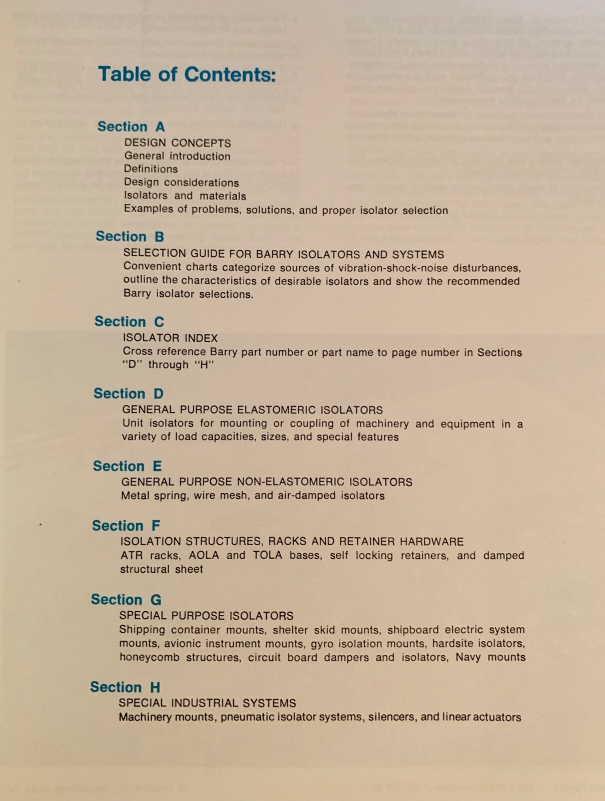 Barry Controls 1974 Application Selection Guide Shock Vibration Noise Control