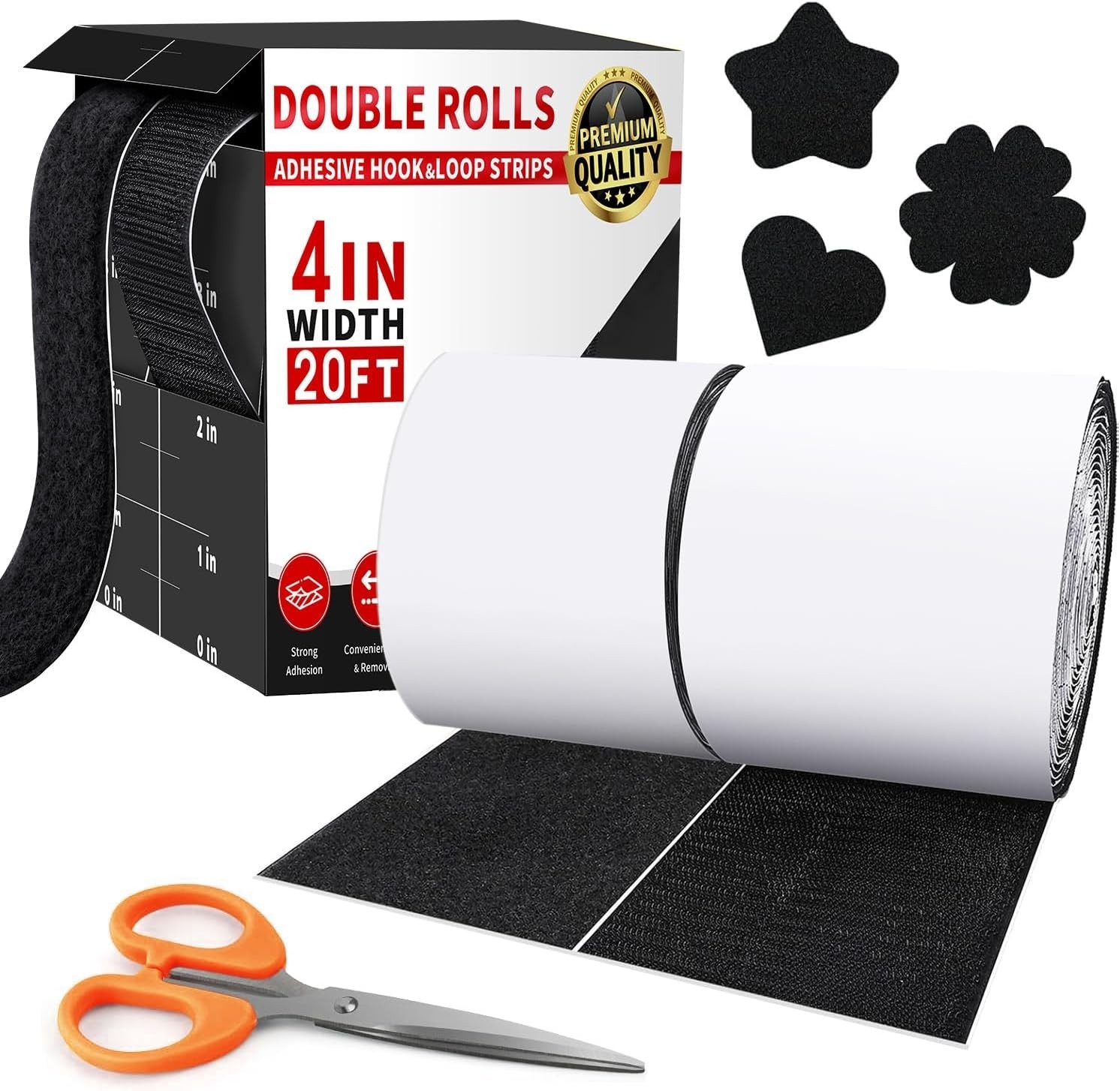 4 Inch x 20Feet Hook and Loop Strips with Adhesive,Keep Couch Cushions from S...