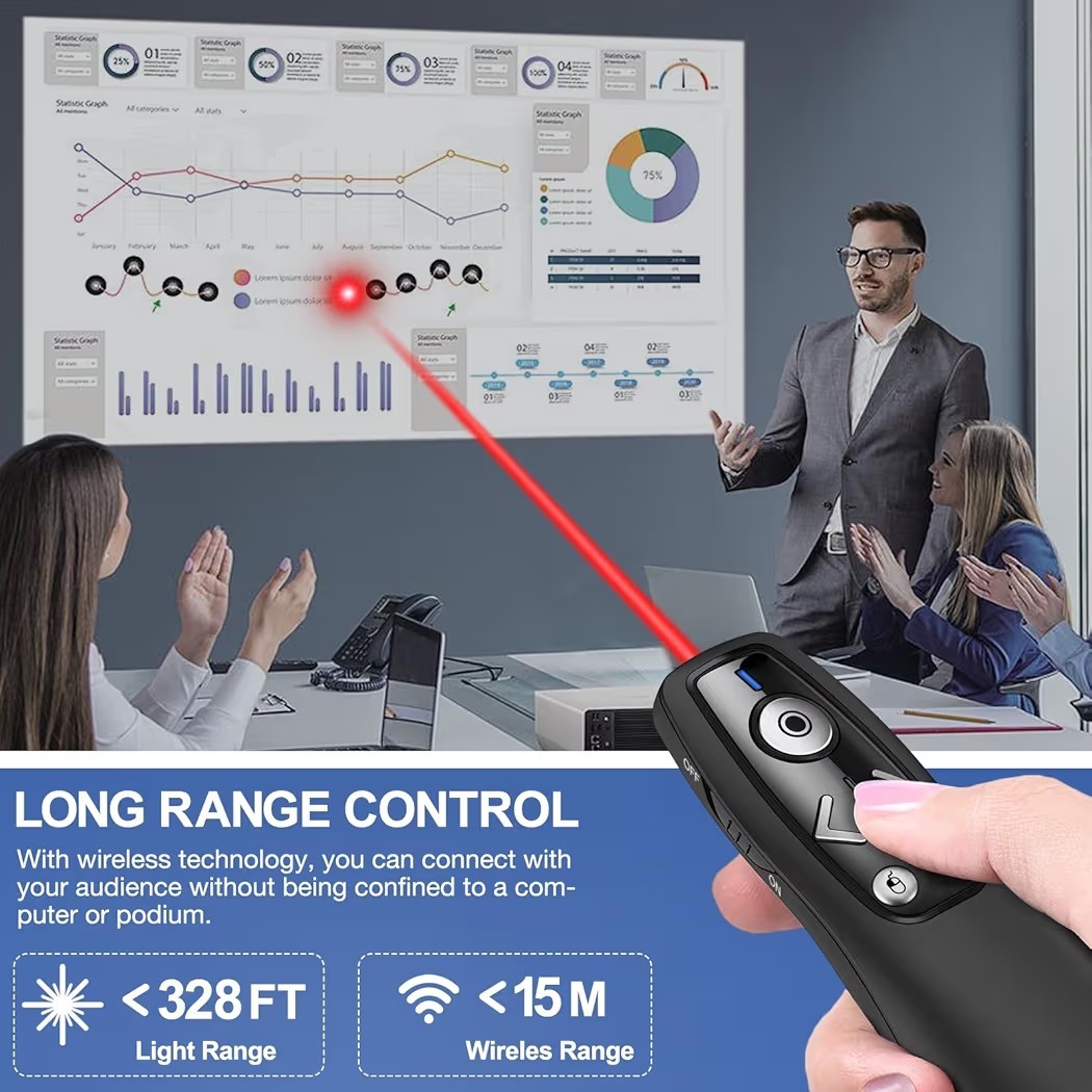 Presentation Clicker Wireless Presenter Remote PowerPoint Volume Control USB