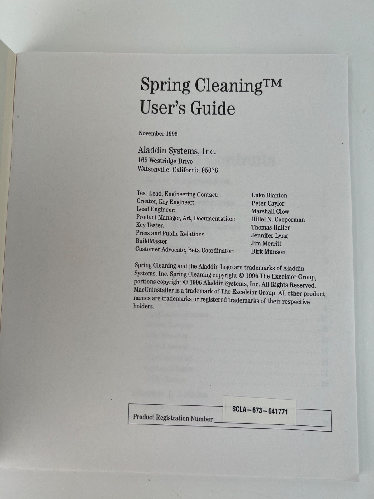 Alladin Spring Cleaning Users Guide / Apple Macintosh Computers