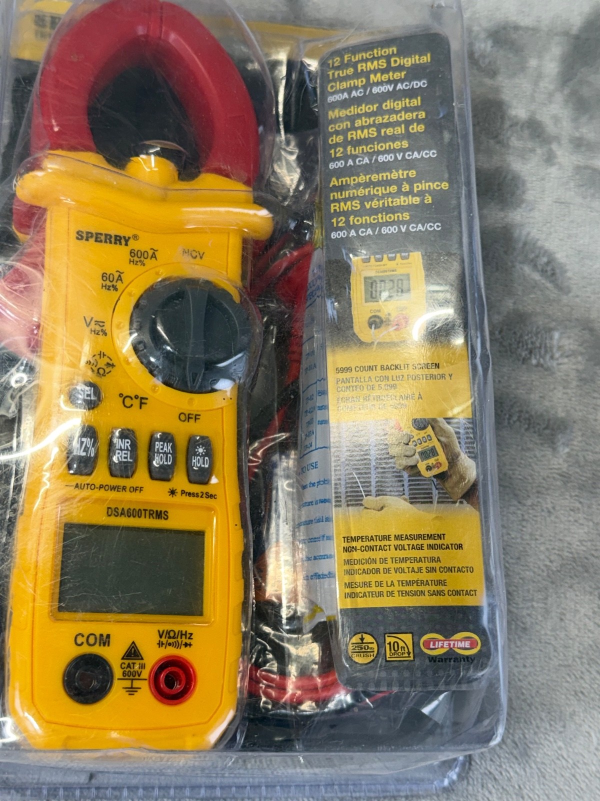 Sperry Digital Clamp Meter 12 Function True RMS 600A AC 600V AC/DC DSA600TRMS