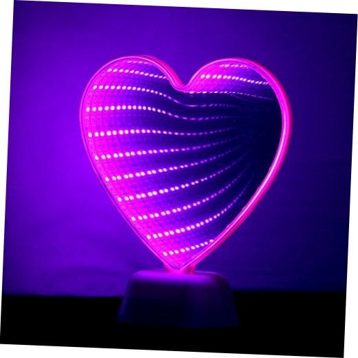 Mirror Light, LED Desktop Lamp - Heart Shaped Night Light & Party Decor, Pink