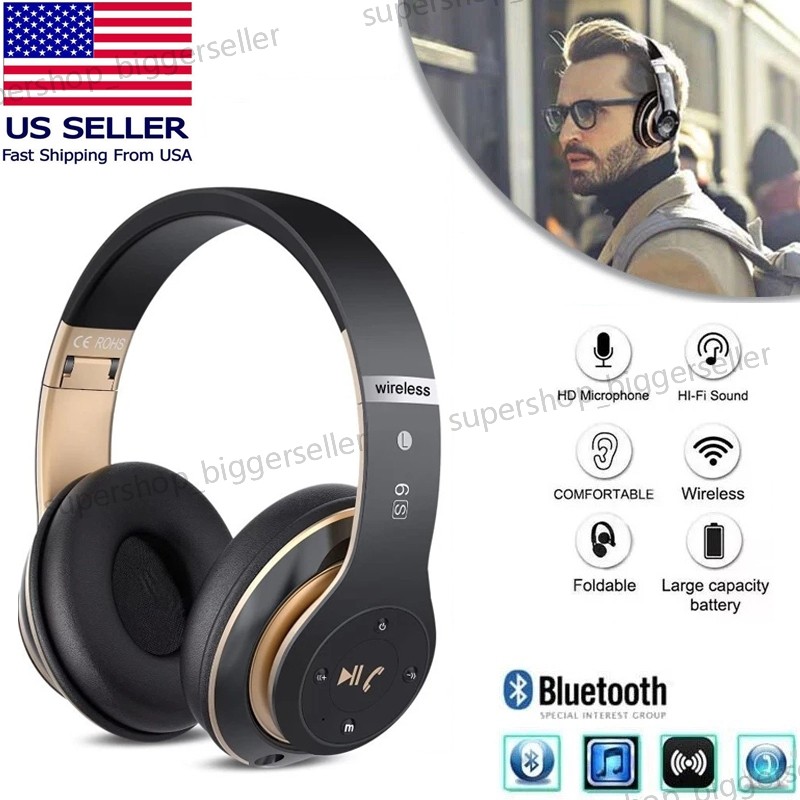 Wireless Headphones Bluetooth Noise Cancelling Stereo Earphones Over Ear Headset