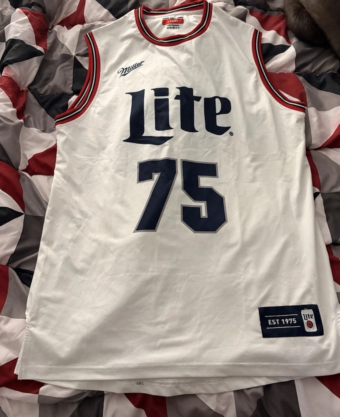 Vintage Miller Lite #75 Basketball Jersey Size Large