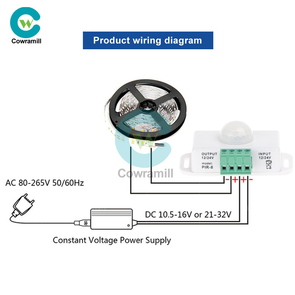 DC 12V-24V 8A/6A Automatic Adjustable Infrared PIR Motion Sensor Switch Module