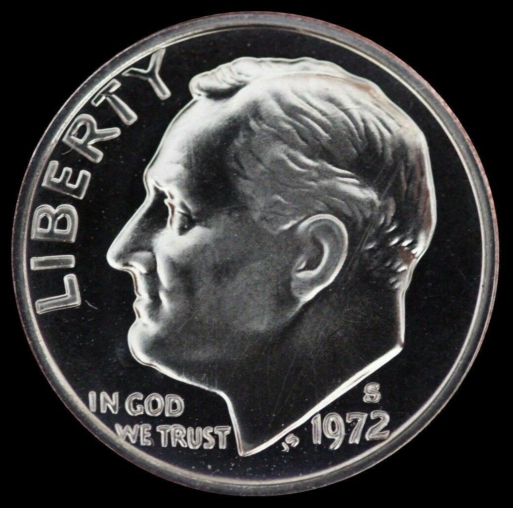 1972 S Roosevelt Dime Gem Cameo CN-Clad PROOF US  Mint Coin