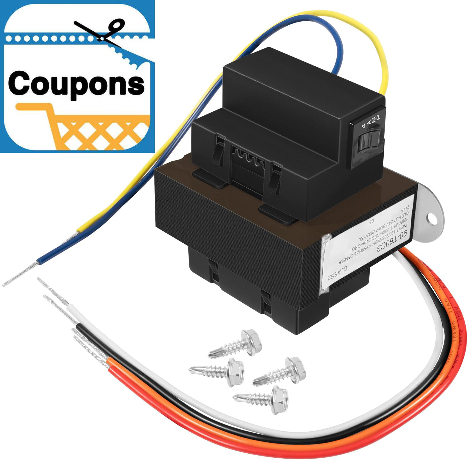 90-T60C3 24VAC 60-VA Foot Mount Class 2 Transformer for Industrial Heating AC