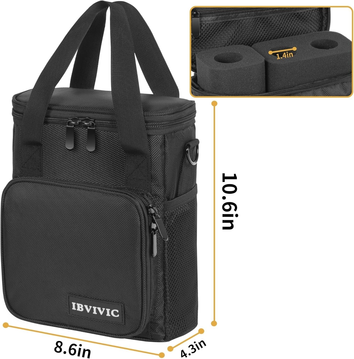 Wireless Microphone Case with Foam - Black/.