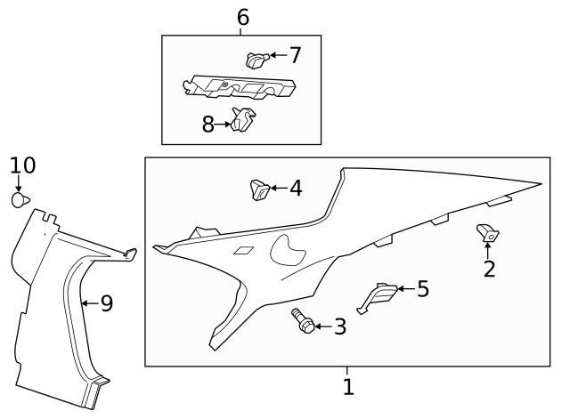 Genuine GM Driver Side Quarter Panel Upper Trim Panel Bracket 22799317