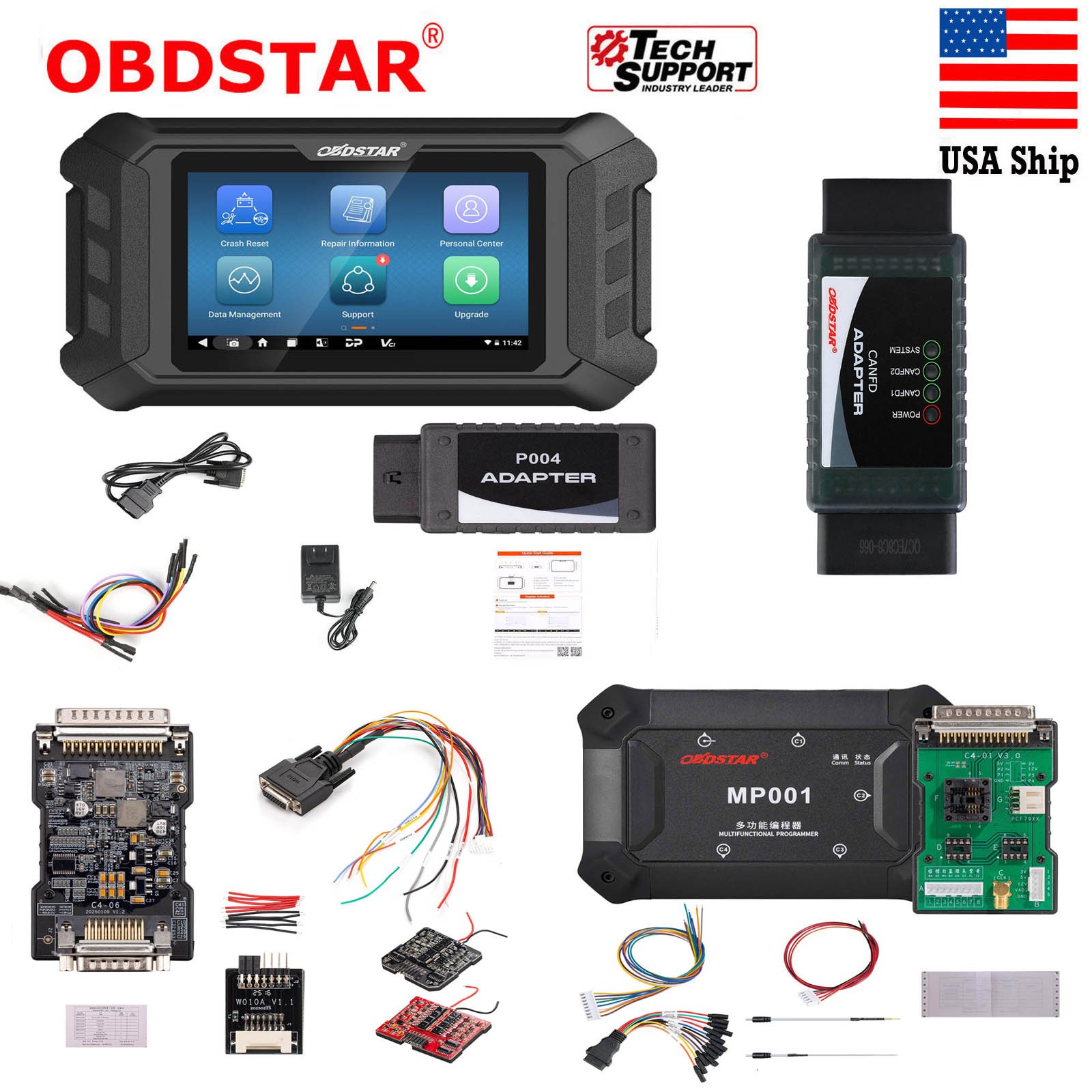 OBDSTAR P50 SRS Reset Tool Full Set & CANFD Adapter & MP001 & RH850/V850 Adapter