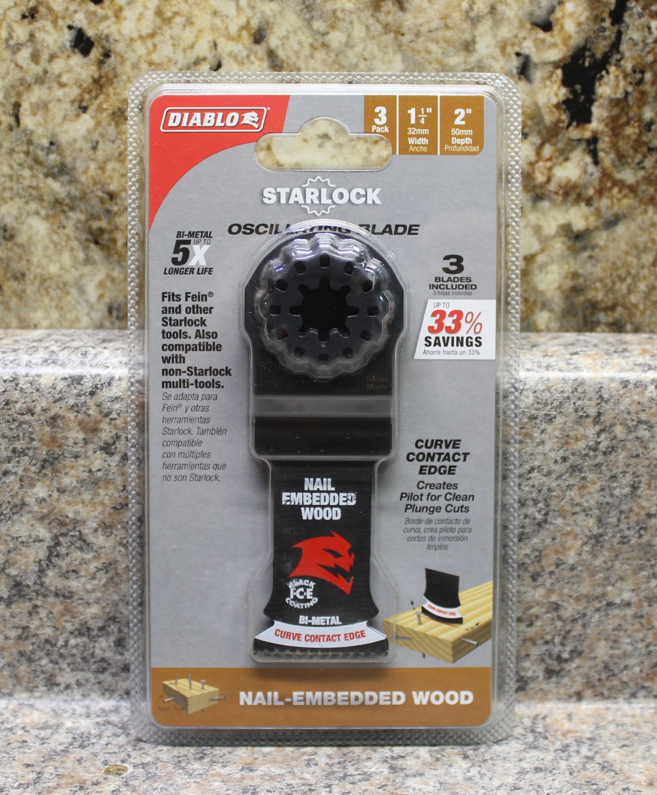 Diablo Amped Nail-Embedded Wood Starlock Oscillating Blade
