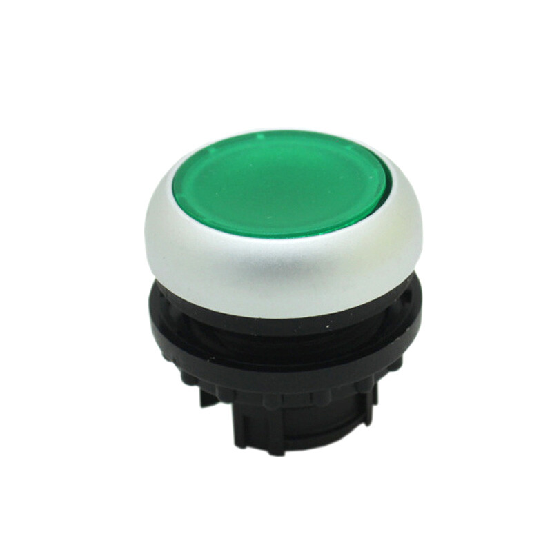 1PCS EATON M22-DL-G Pushbutton 22mm Illuminated Bezel Silver Button Green ✦KD