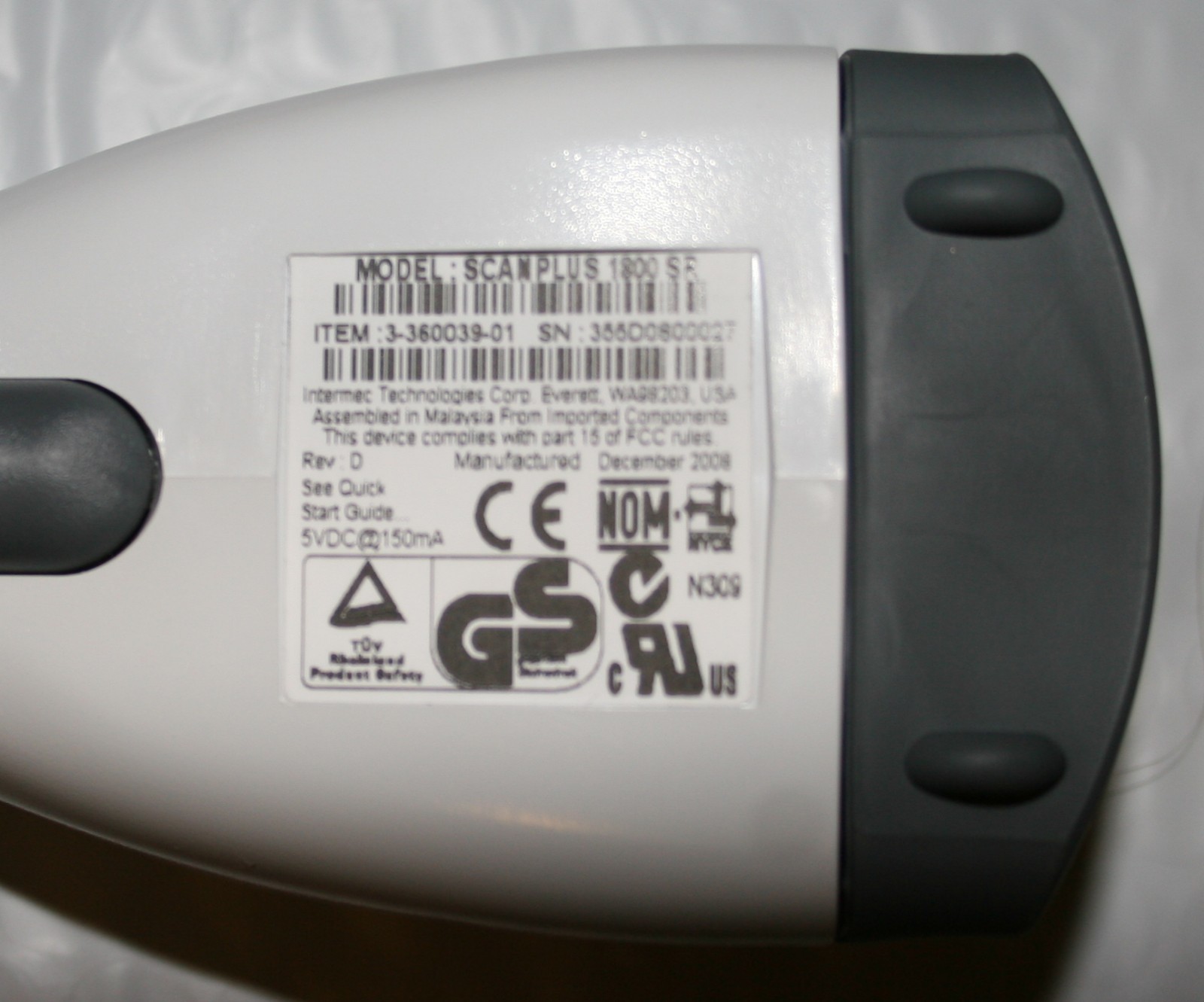 New OEM Intermec ScanPlus 1800 SR Barcode Scanner 3-360039-01 with Trigger