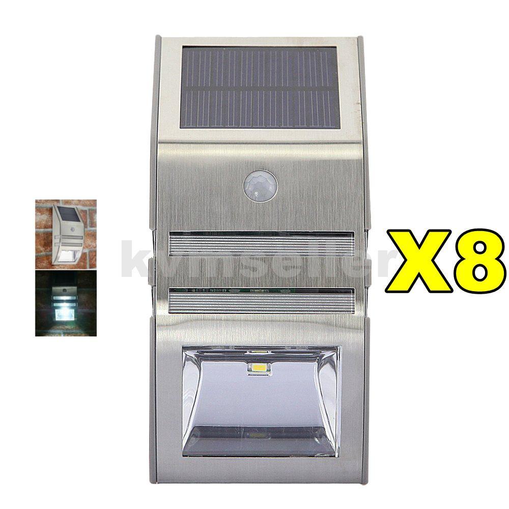 8Pack 2 LED Solar Power Motion Sensor Light Wall Garden Lamp outdoor wateproof